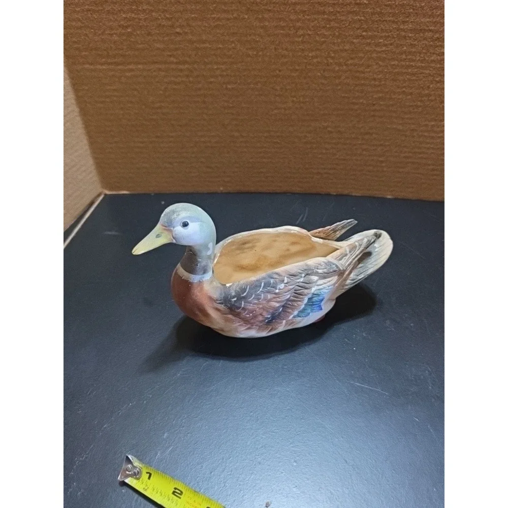 Vintage Napcoware Mallard Duck Ceramic Planter Figurine Japan *read details